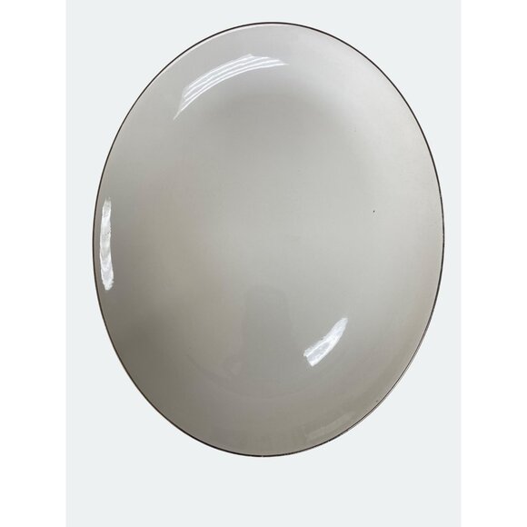 Large Silver Trimmed Oval Serving Platter Plate 13.5" x 11" - Picture 1 of 5